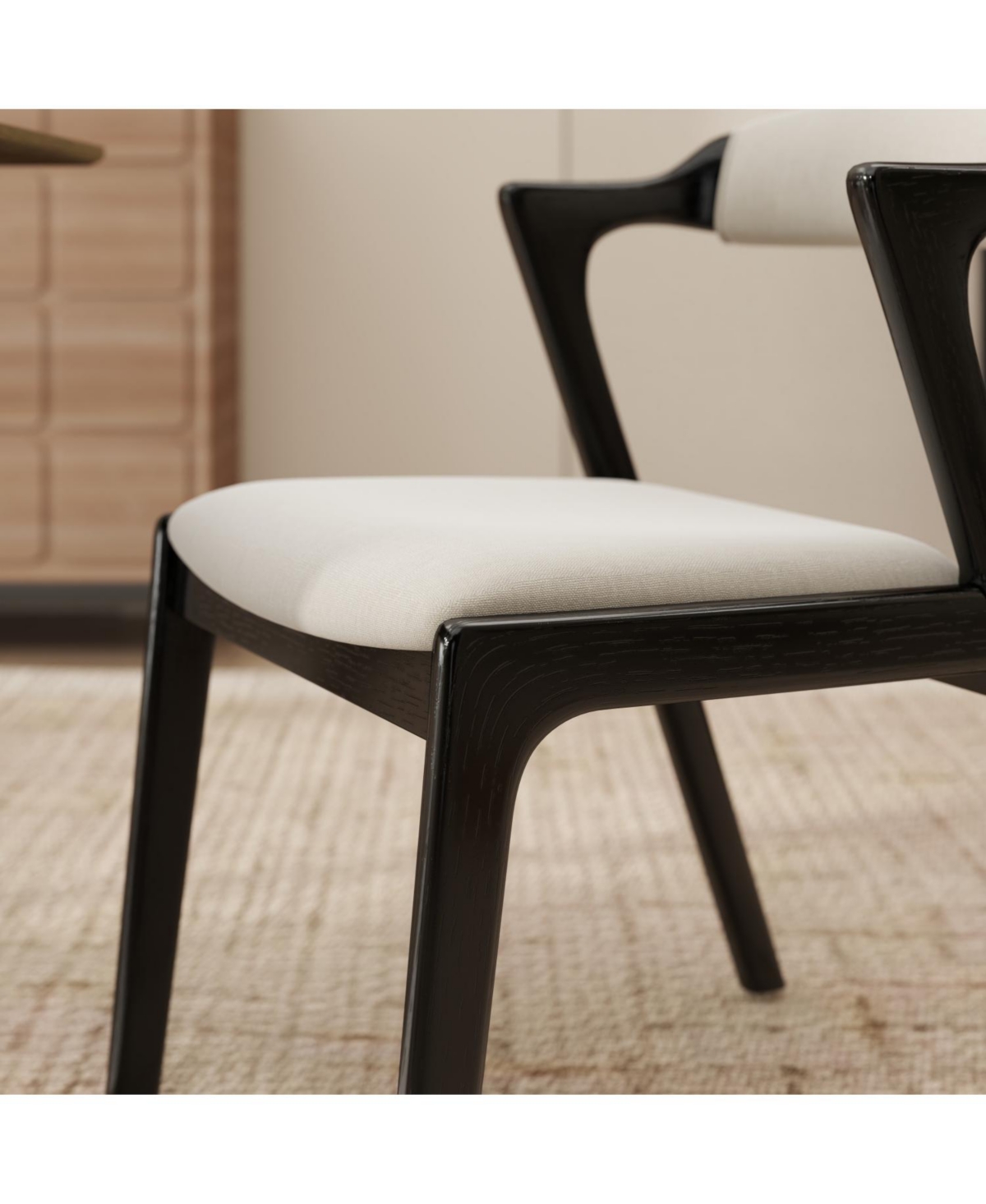 Rainsken Modern Dining Chairs Set of 2, Rubberwood Frame, Upholstered Chairs, Sharp Armrests, Open Back, for Room/Kitchen/Living Room