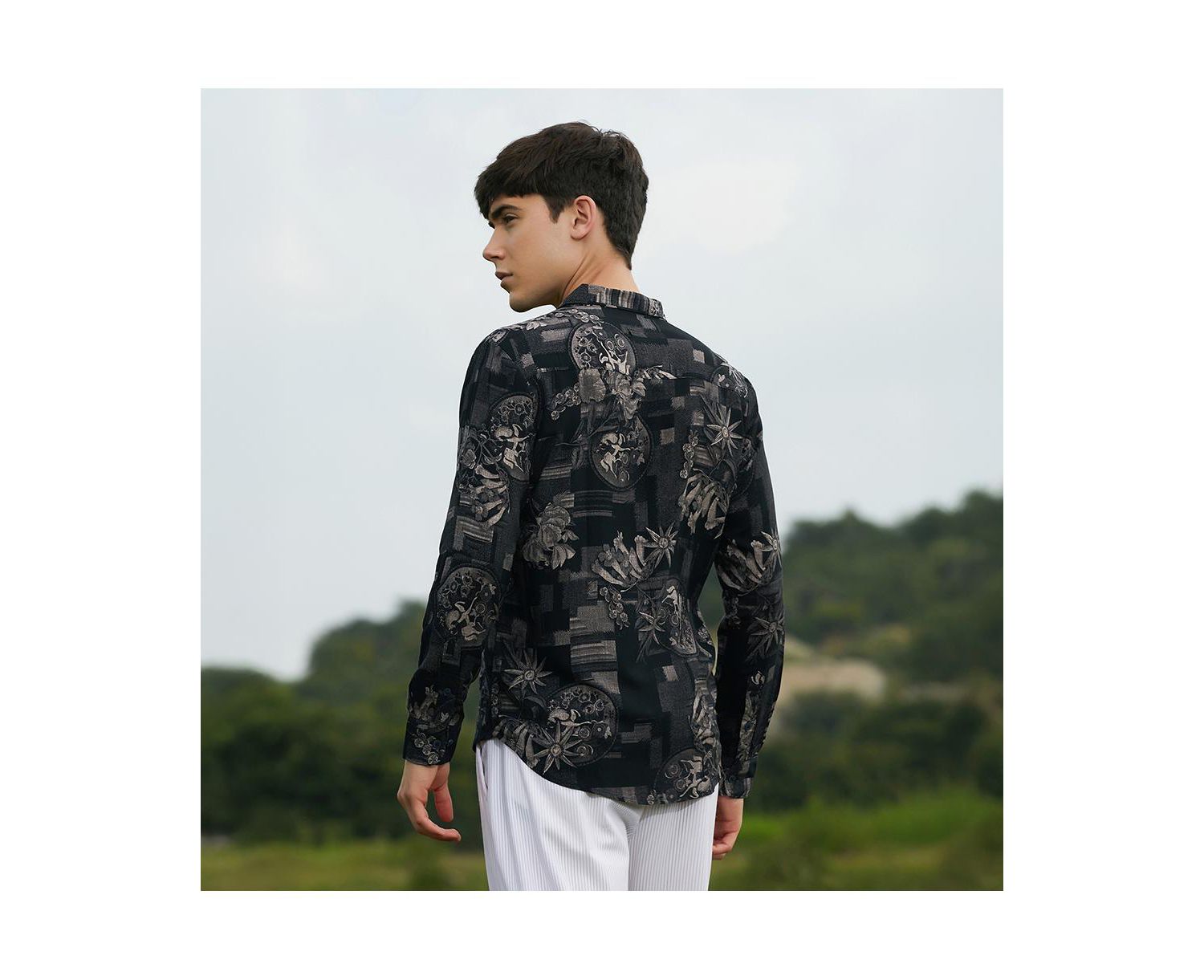 Men's Midnight Bloom-Imprint Shirt