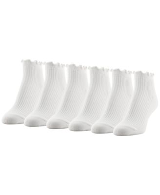 Women's Rib Lettuce Edge Quarter Socks, 6-Pack