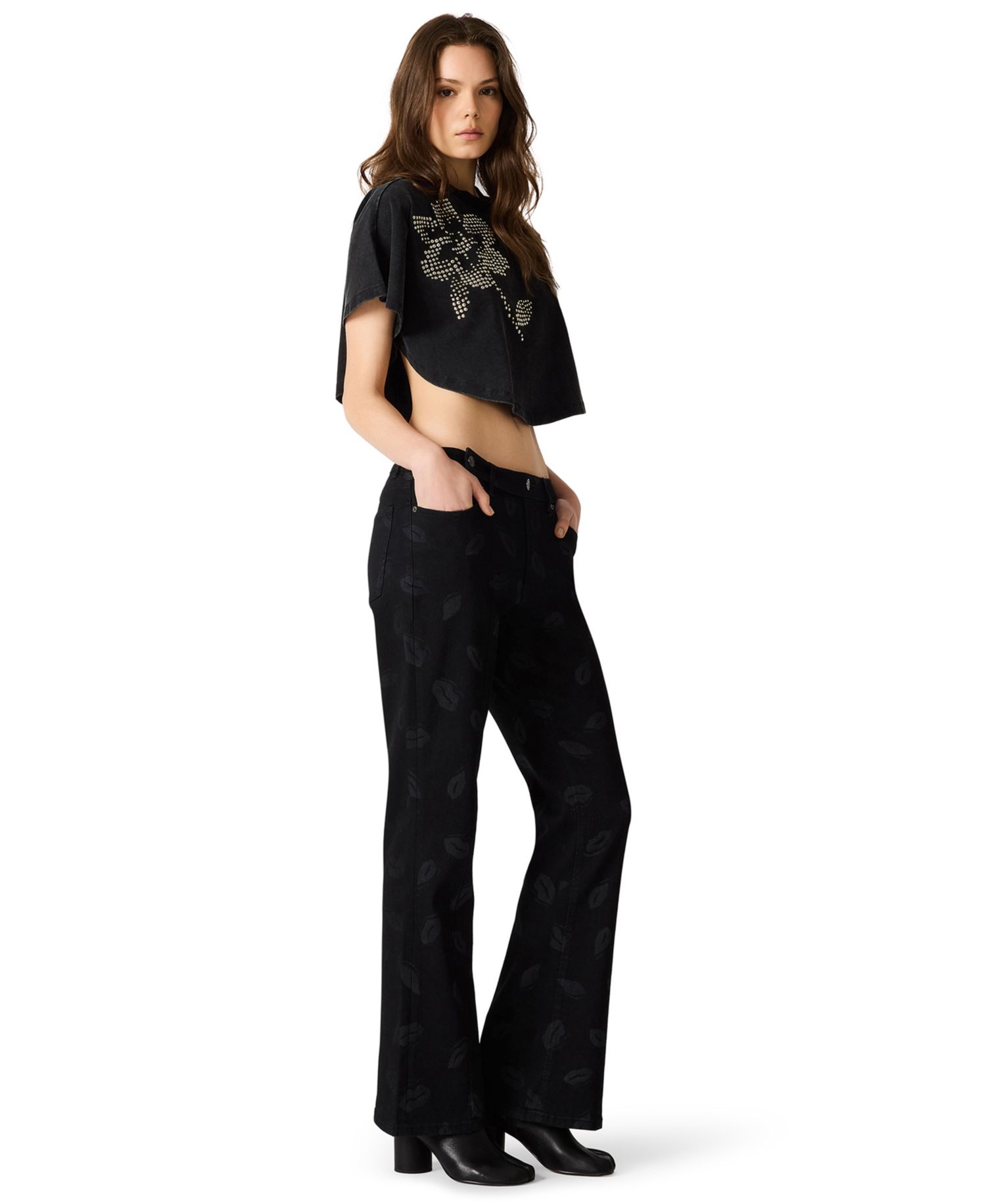 Women's Brandi Kiss Lip Print Straight Leg Jeans