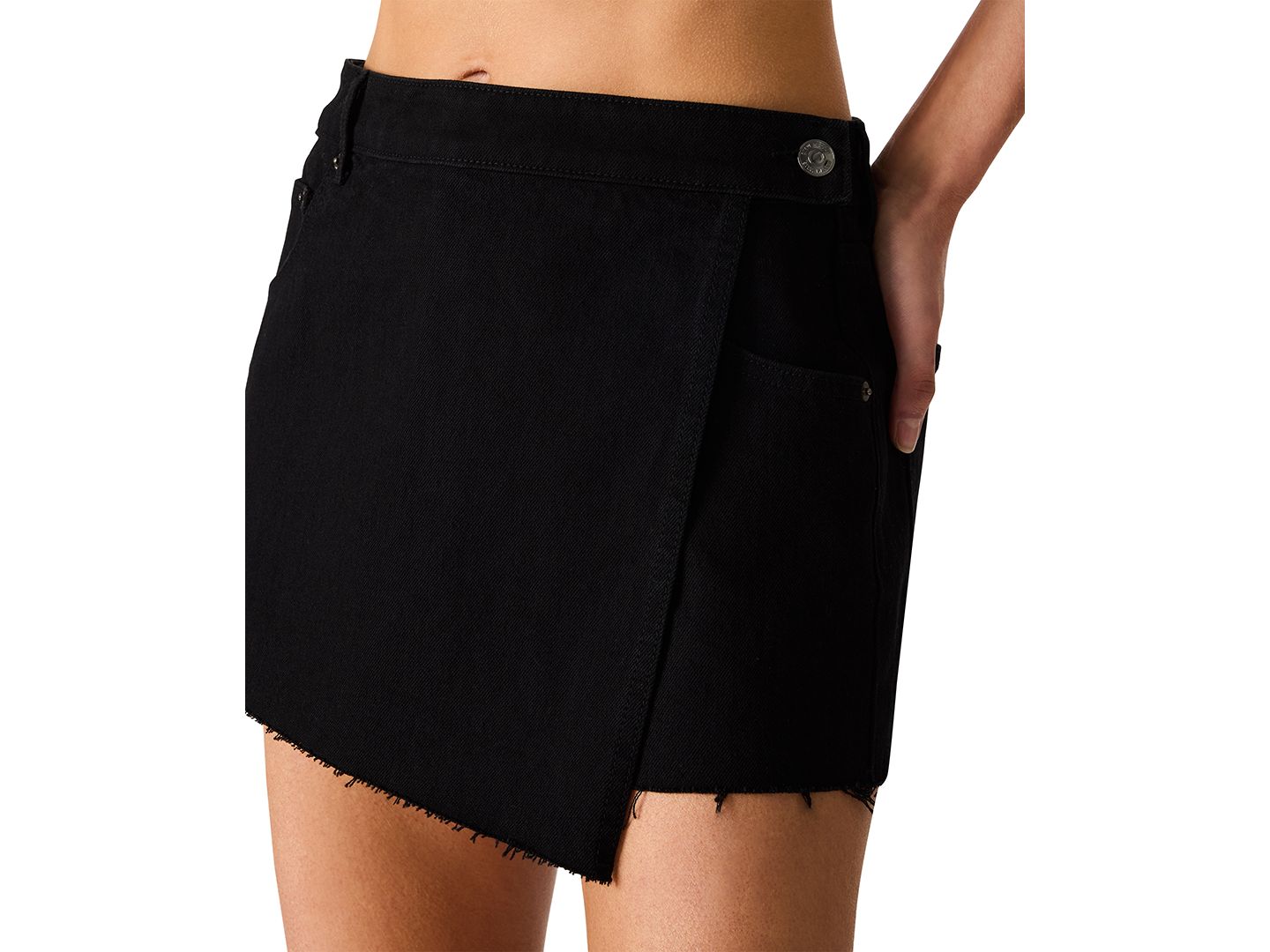 Женская юбка-шорты Steve Madden Brightin Denim Stretch Skort, цвет: Потёртый чёрный — фото 4