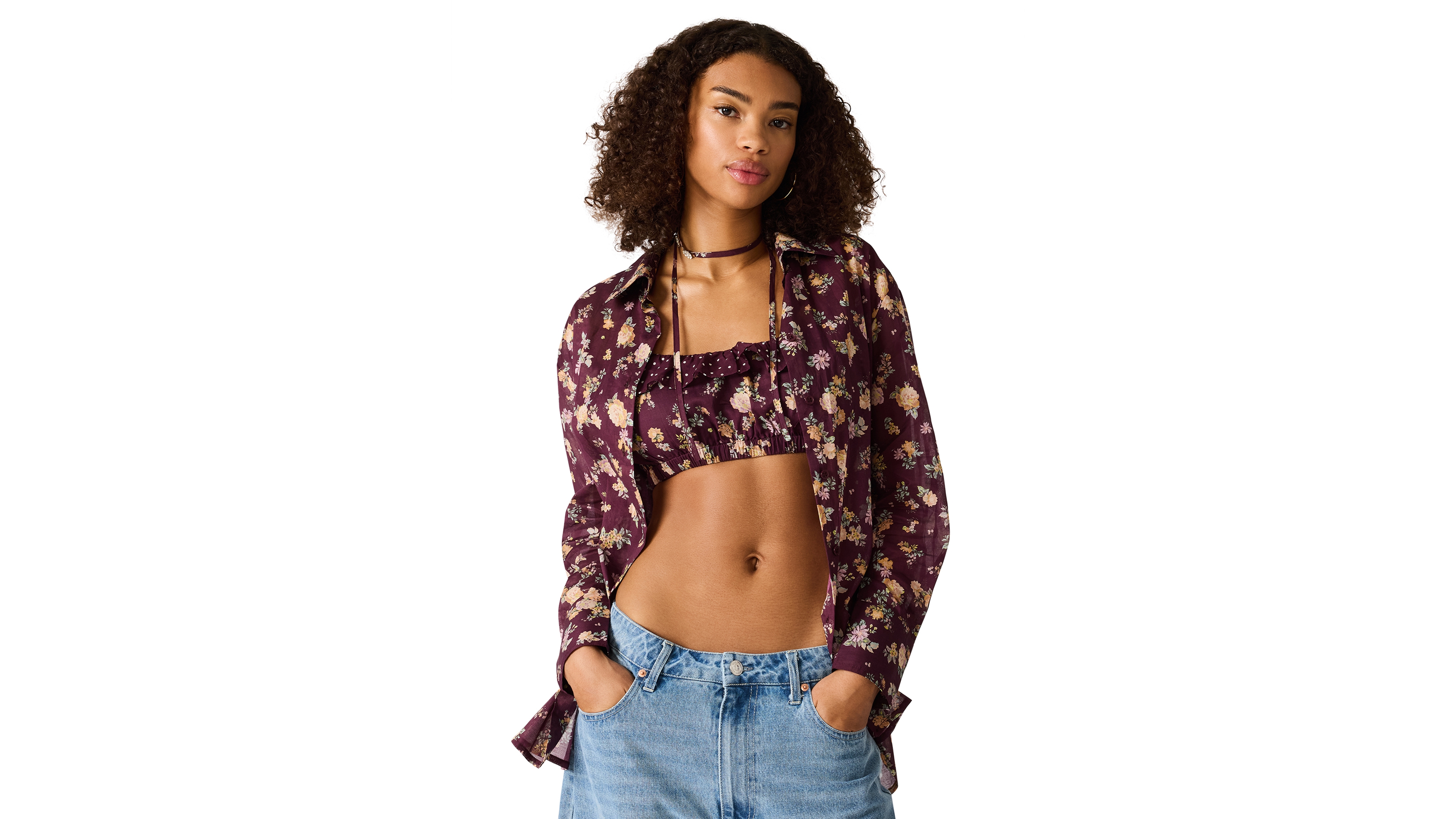 Steve Madden Women's Bennete Collared Printed Top
