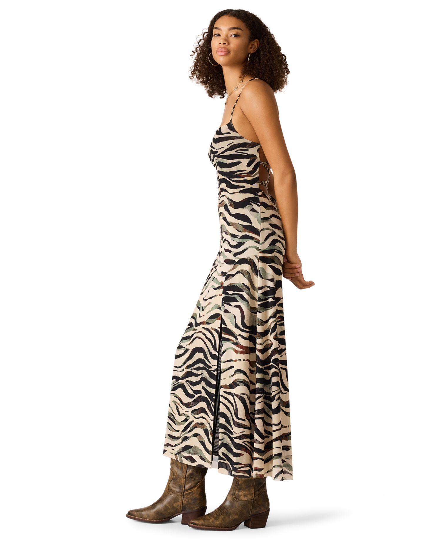 Women's Adella Square Neck Zebra Print Maxi Dress
