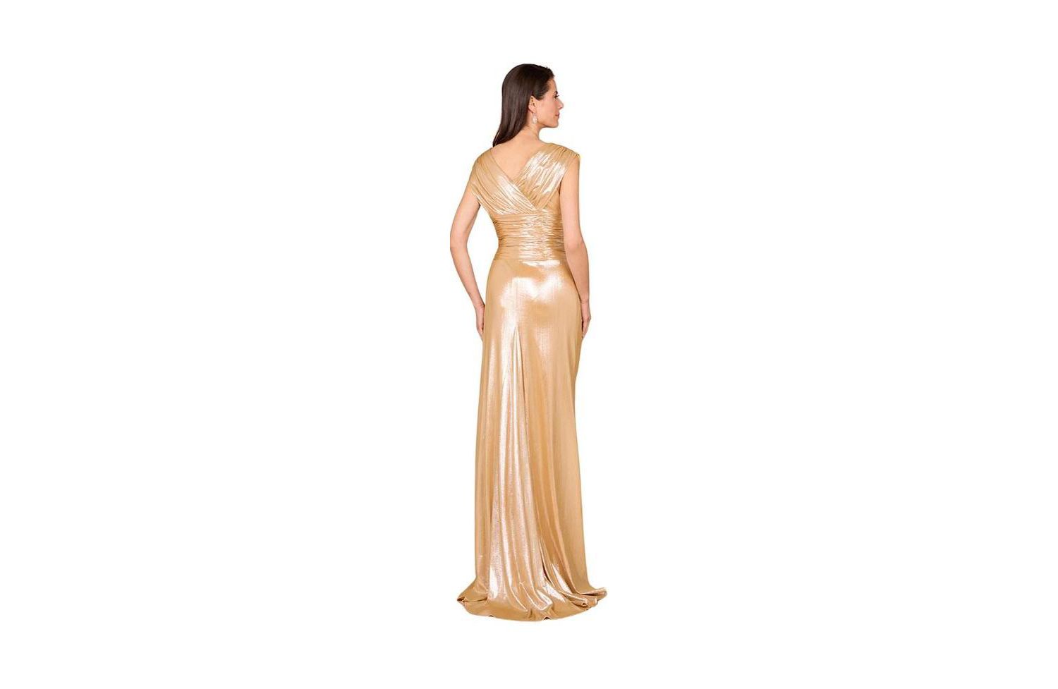 Women's V-Neck Metallic Dress with Slit