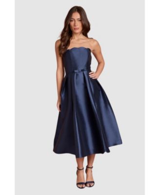 Women's Scalloped Strapless Midi Dress