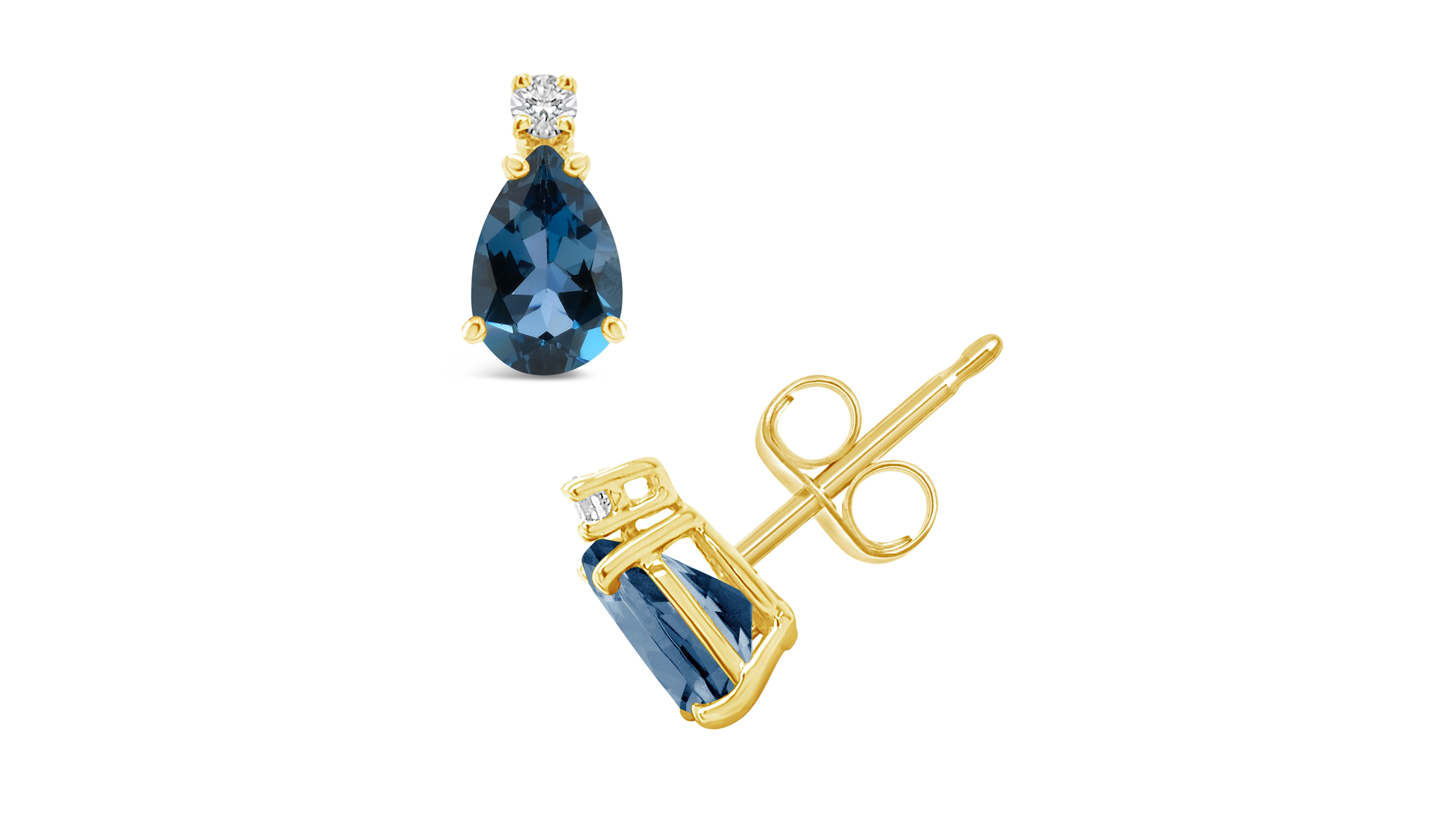 London Blue Topaz (1 ct. t.w.) and Diamond Accent Stud Earrings 14K Yellow Gold or White