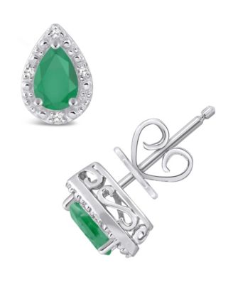 Emerald (3/4 ct. t.w.) and Diamond Accent Stud Earrings in Sterling Silver