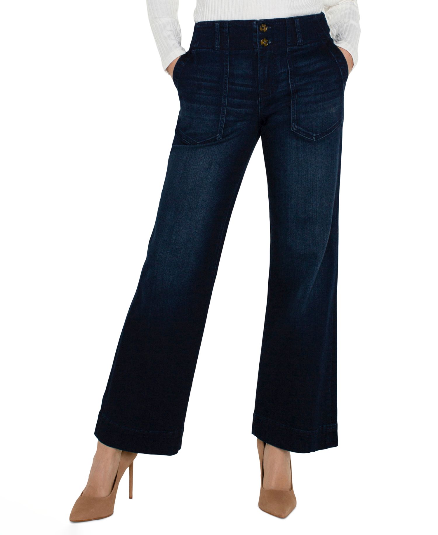 Women's Patch Pocket Wide-Leg Jeans