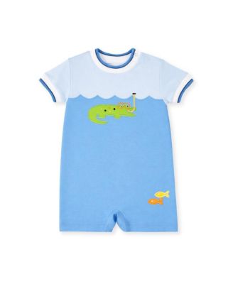Baby Boy Knit Shortall With Scuba Alligator