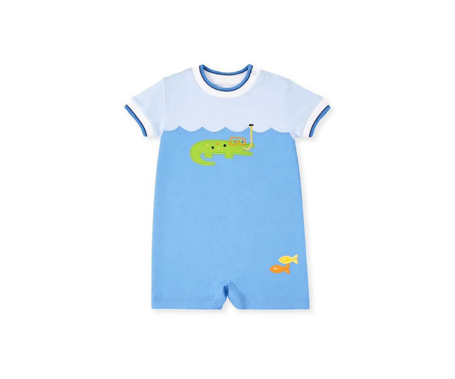 Baby Boy Knit Shortall With Scuba Alligator
