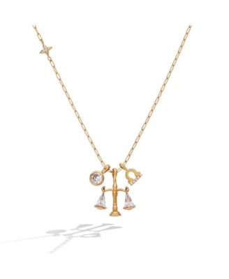 Libra Zodiac Charm Cluster Necklace