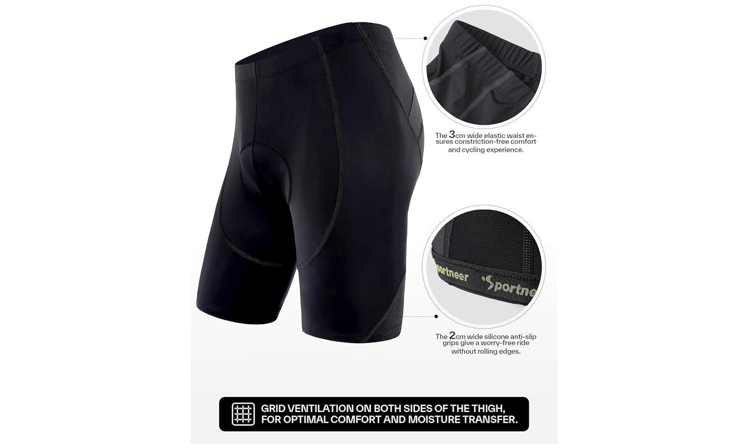 Padded Bike Shorts for Men – Large, 4D Padding, Breathable and Absorbent, Mens Bicycle Cycling Biking Clothing Shorts