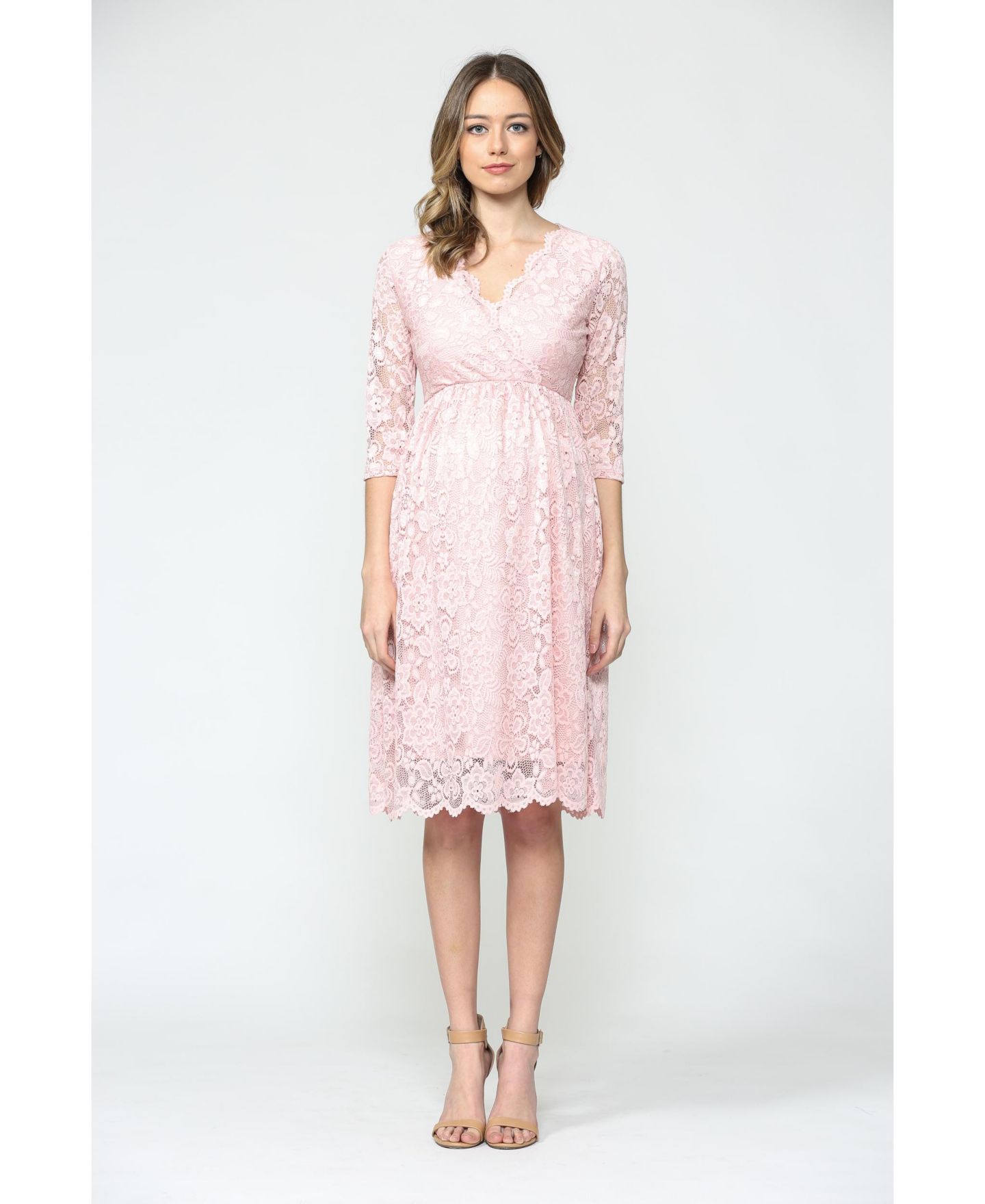Женское платье Hello Miz Floral Lace Wrap Nursing Dress with 3/4 Sleeves, цвет: Пудровый — фото 4