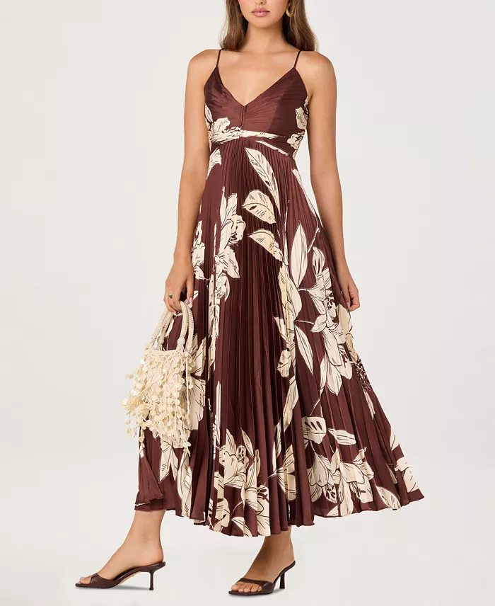 Women's Printed V-Neck Maxi Dress - thumbnail 2