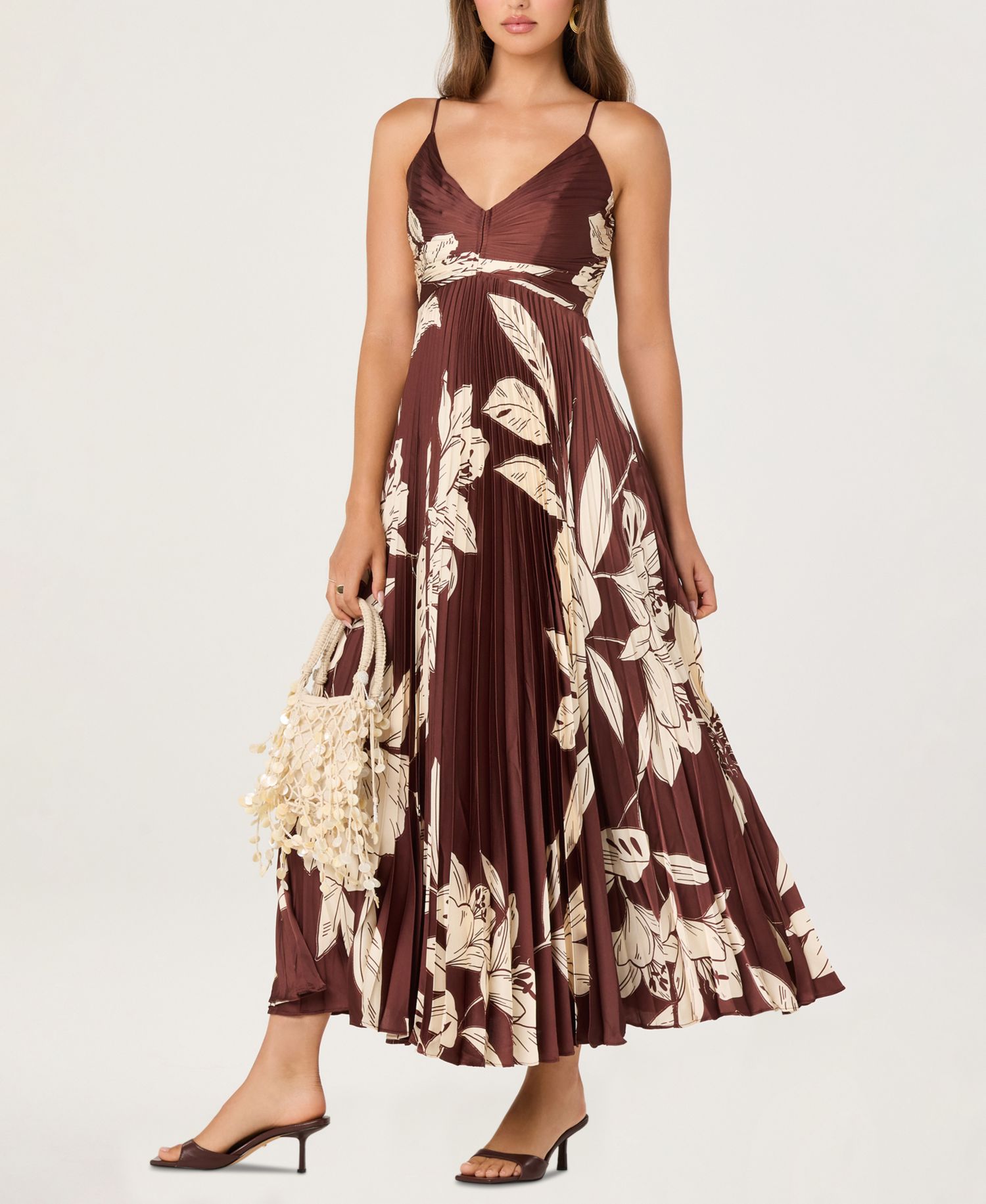 Women's Printed V-Neck Maxi Dress