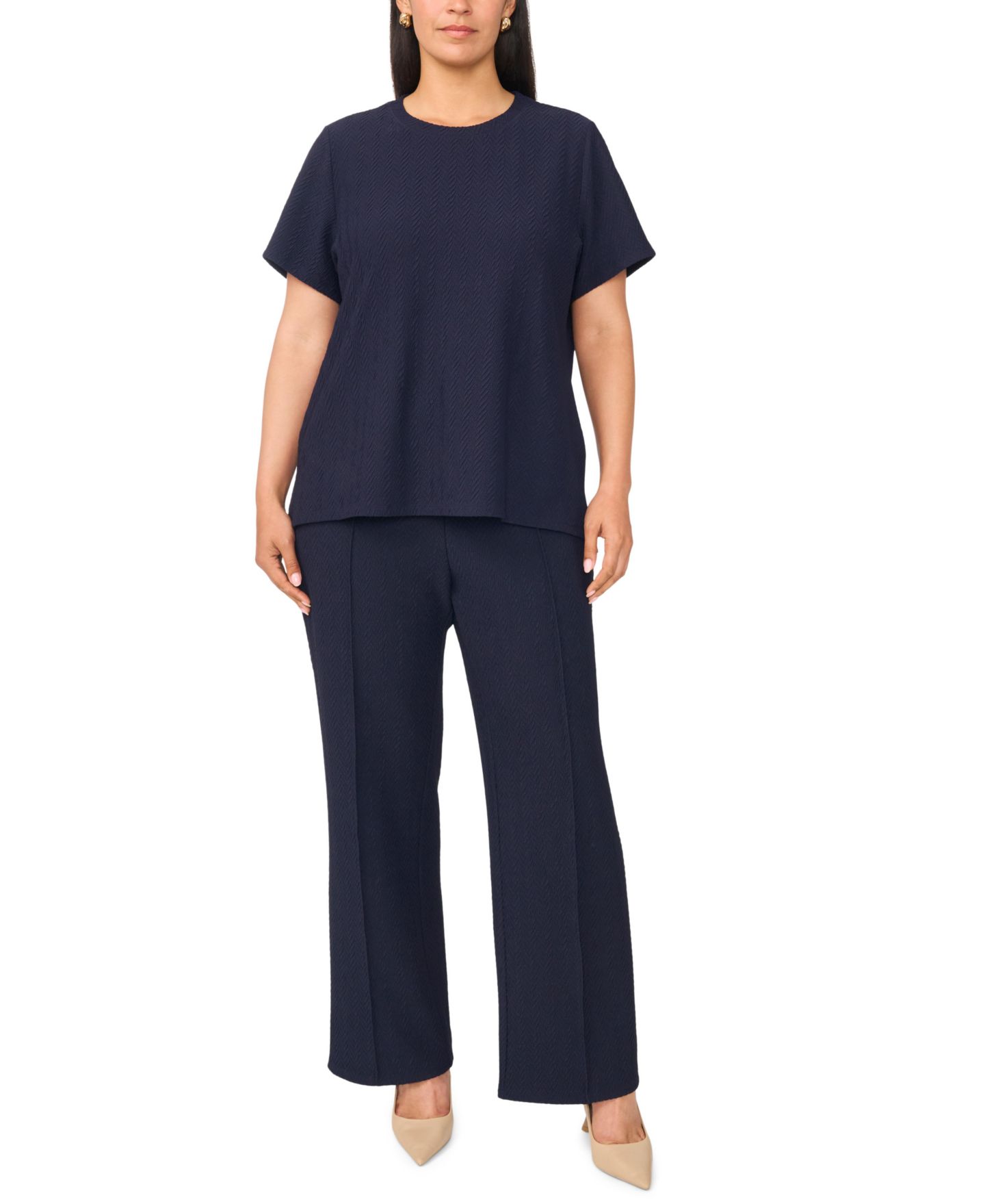 Женские брюки Vince Camuto Plus Size Pull-On Pintuck Kick Flare, цвет: Тёмно-синий — фото 2