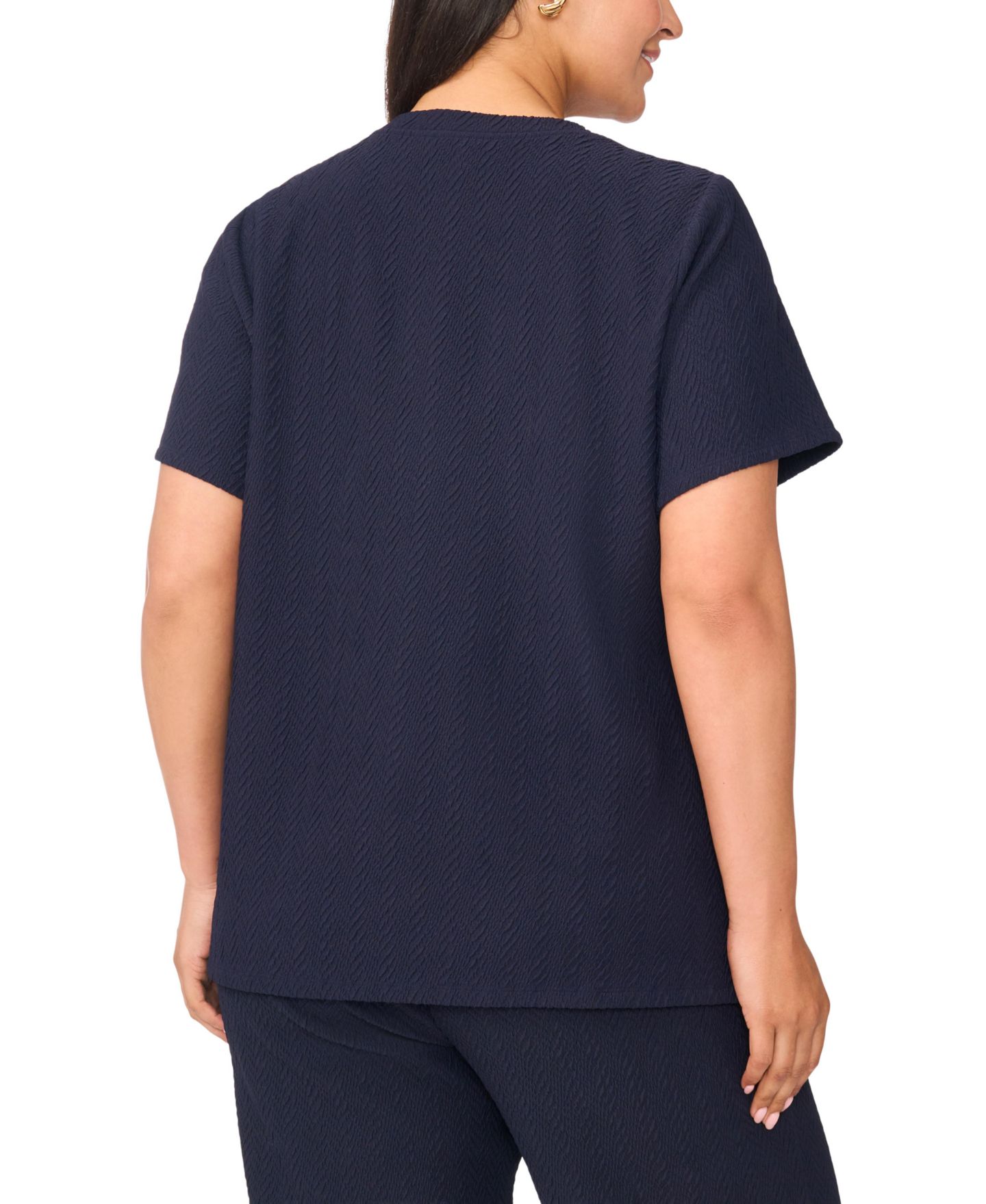 Женская футболка Vince Camuto Plus Size Crewneck Short-Sleeve Knit, цвет: Тёмно-синий — фото 3