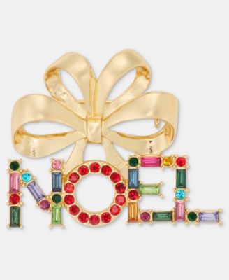 Multi-Color Stone Bow Noel Pin