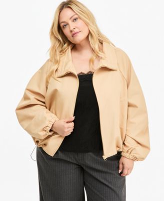 Trendy Plus Size Drawstring-Hem Utility Jacket