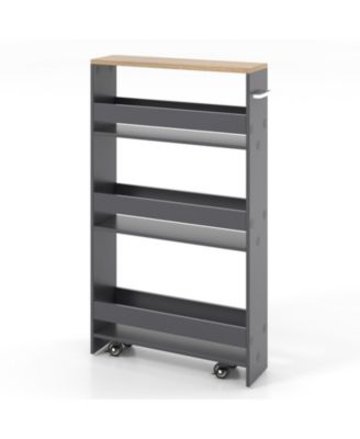 4-Tier Rolling Kitchen Storage Cart for Narrow Spaces