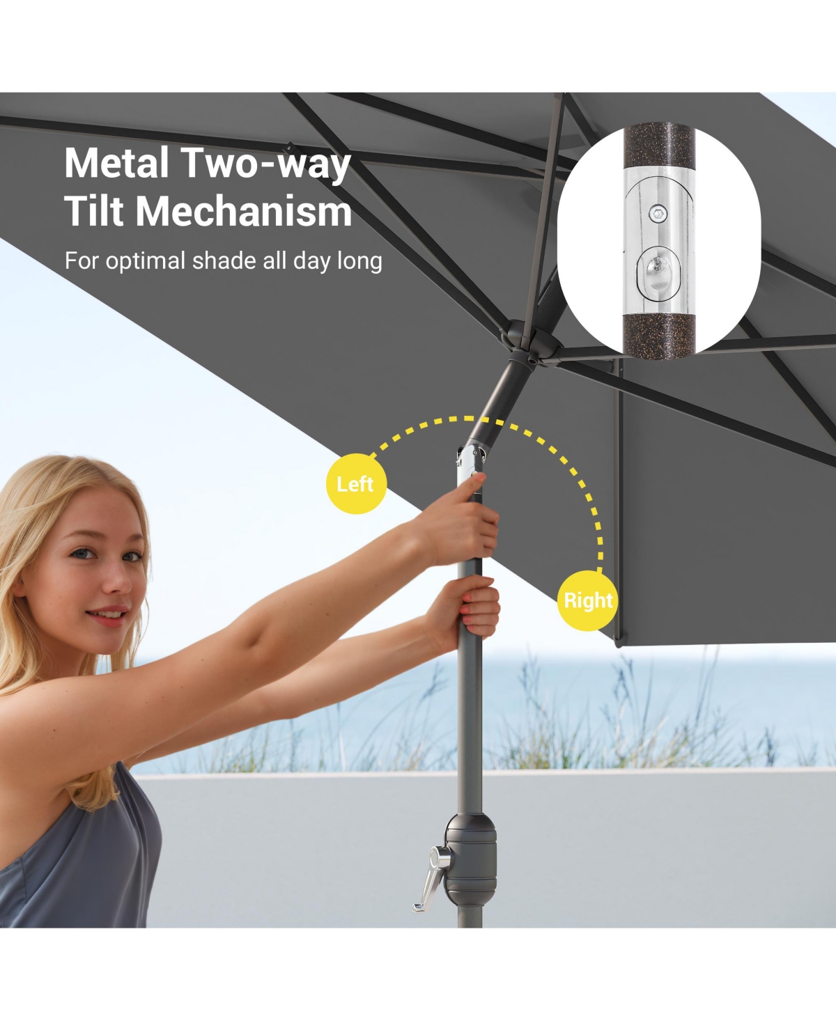 Sonkuki Enhance Your Outdoor Oasis 6x9Feet Rectangular Patio Umbrella - Stylish, Durable, And Sun-Protective!