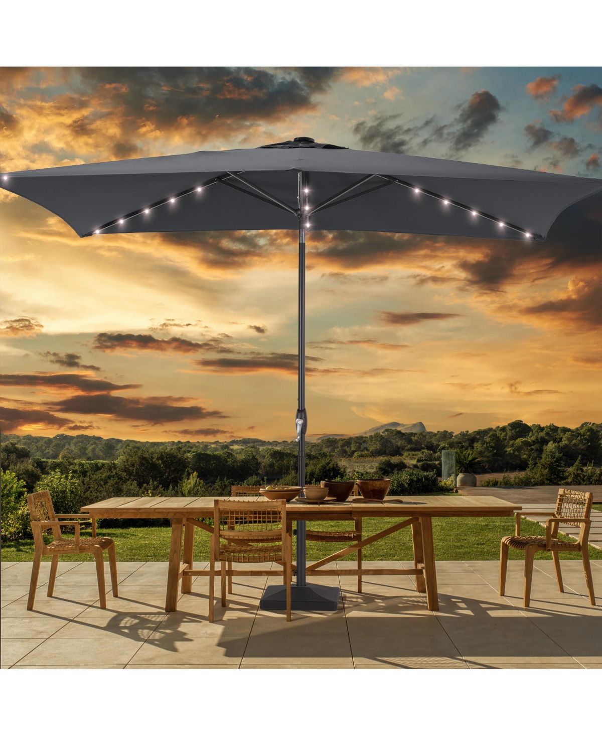 Sonkuki Enhance Your Outdoor Oasis 6x9Feet Led Rectangular Patio Umbrella - Stylish, Durable, And Sun-Protective!