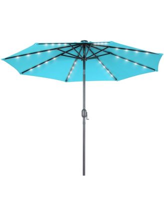 Patio 10Feet LED Market Umbrellas With Solar Lights, Table Umbrella For Patio And Outdoor With Tilt Button For Deck And Pool