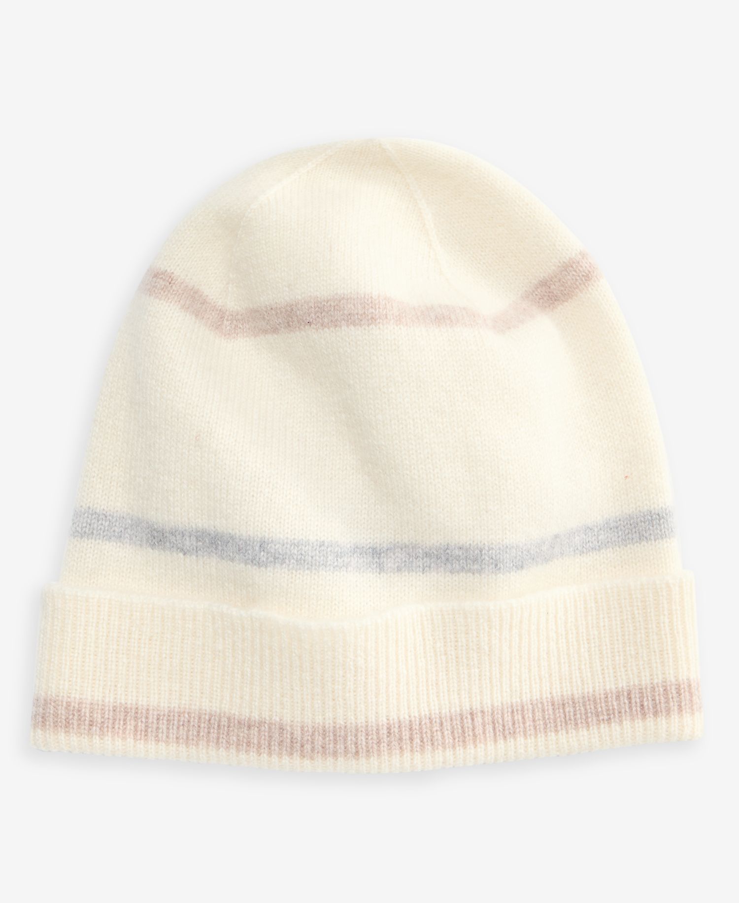 Mixed Stripe Cashmere Cuffed Beanie