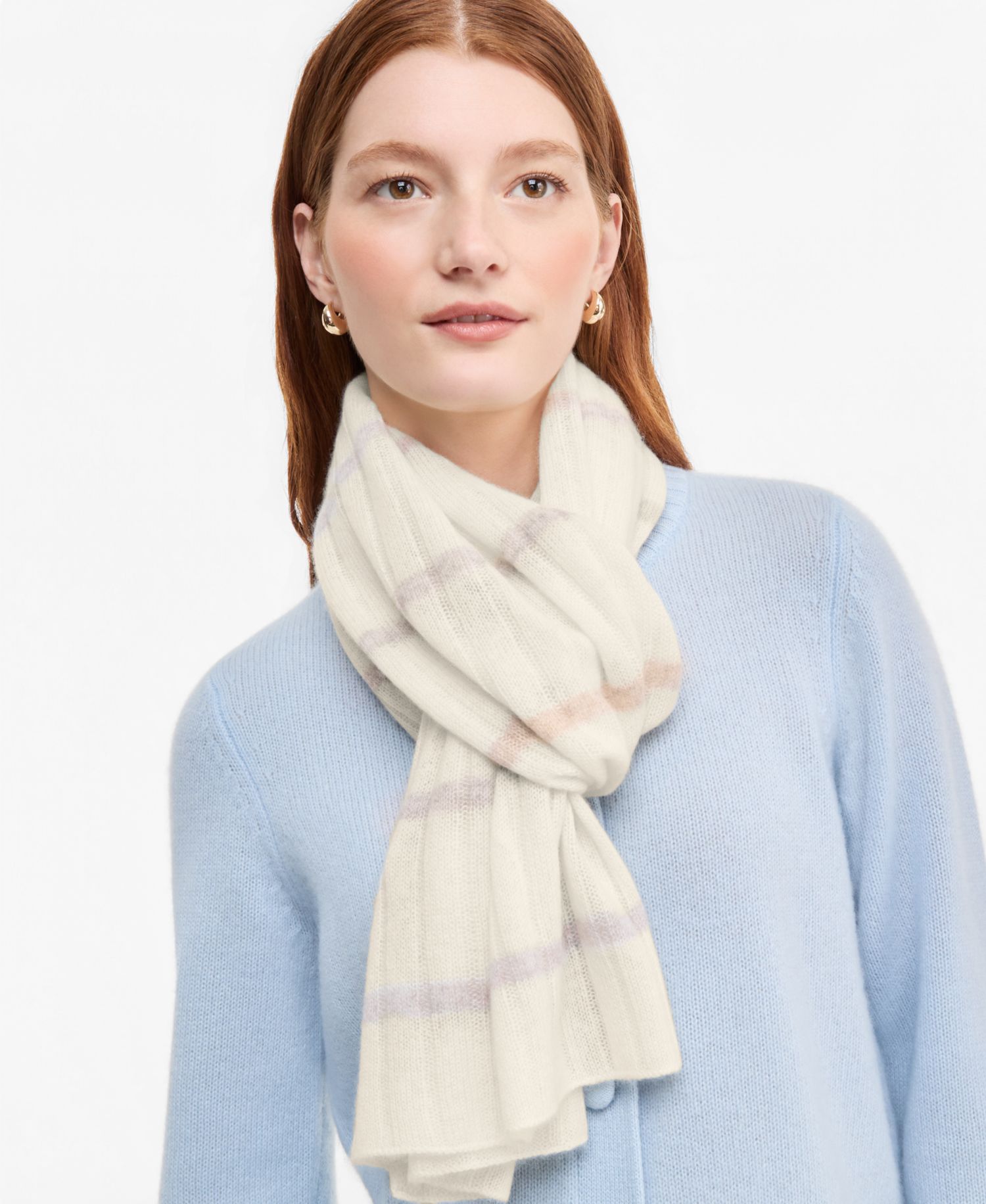 Ribbed Cashmere Muffler Scarf
