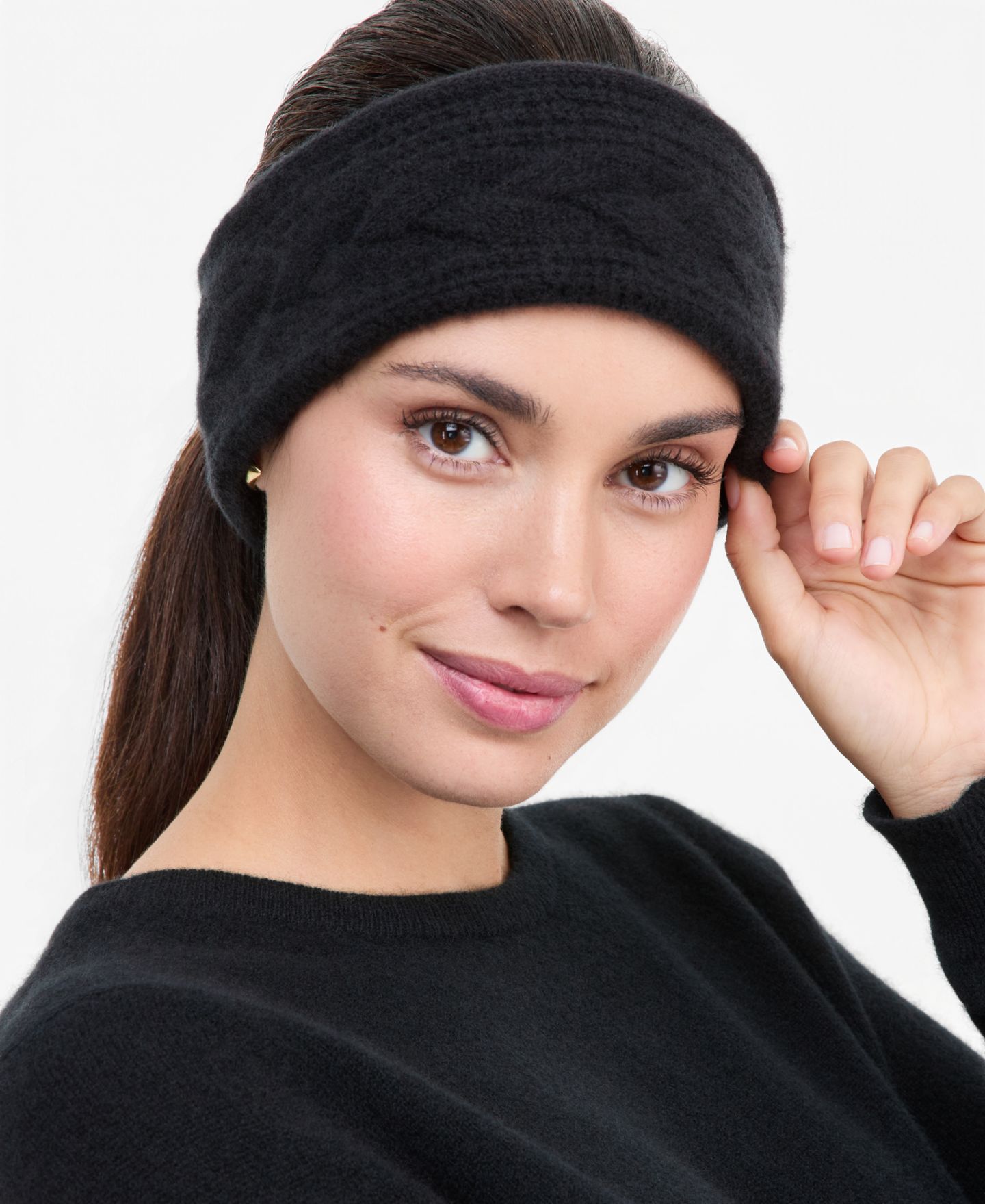 Женские аксессуары для волос Charter Club Cable-Knit Cashmere Headband, цвет: Чёрный — фото 3