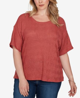 Plus Size Crochet Diamond Textured Knit Top