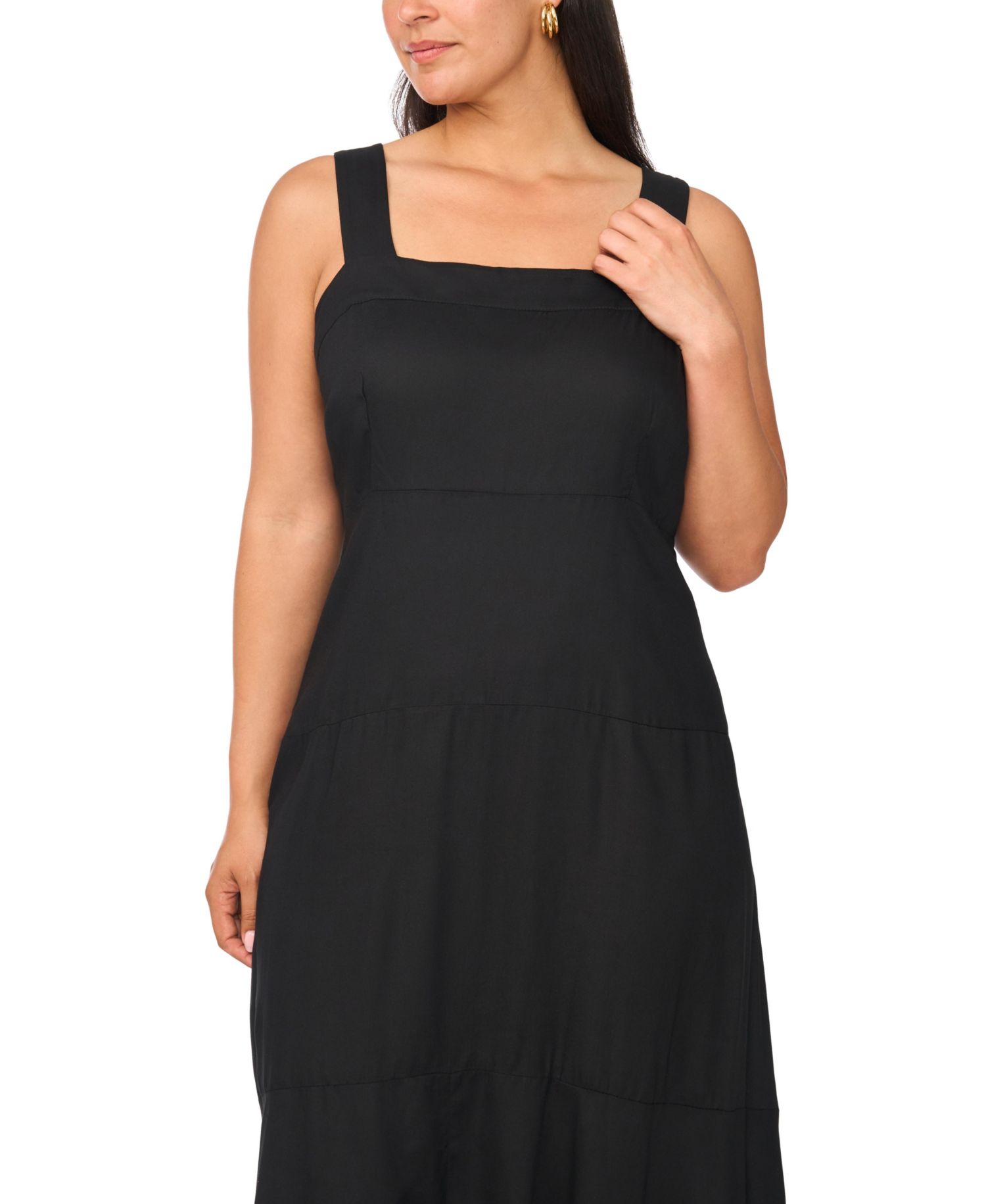 Plus Size Square-Neck Smocked-Back Sleeveless Maxi Dress