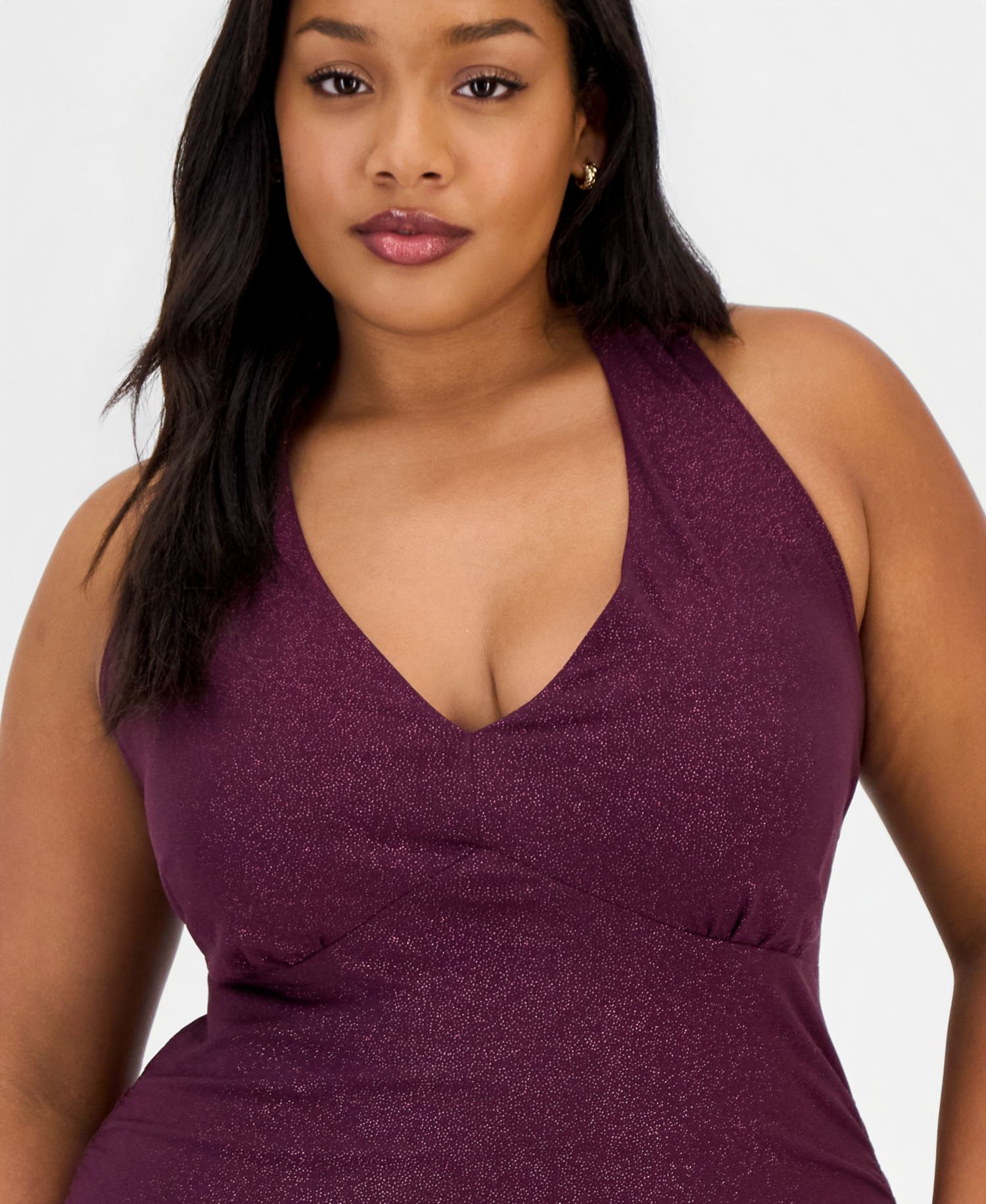 Trendy Plus Size Halter-Neck Side-Slit Evening Gown