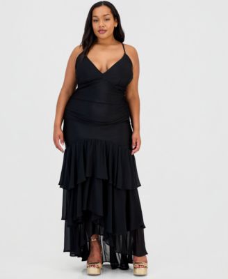 Trendy Plus Size Ruffled Tiered Gown