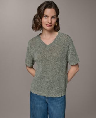 Women's Short-Sleeve V-Neck Sweater