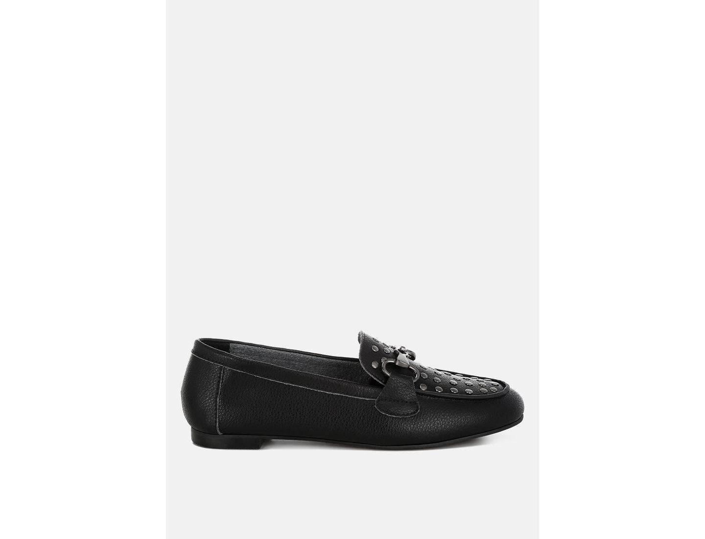 Женские туфли Rag & Co Modaha Horsebit and Studs Embellished Real Leather, цвет: Чёрный — фото 7