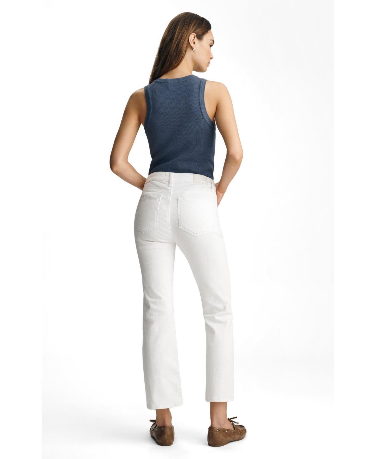 Женские джинсы Mavi Jeans Anika Mid Rise Cropped Flare In White Flex Blue, цвет: Белый синий — фото 3