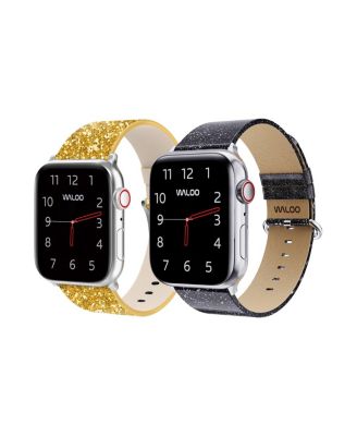 2 Pack Leather Bling & Shiny Brilliance Replacement Band for Apple Watch