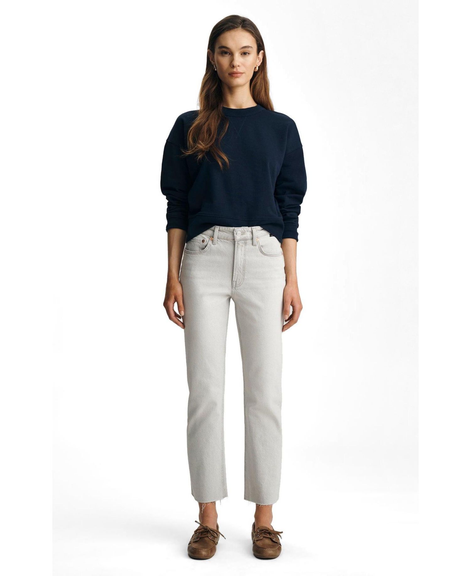 Women's New York High Rise Straight Leg In Ice Grey Classic Blue