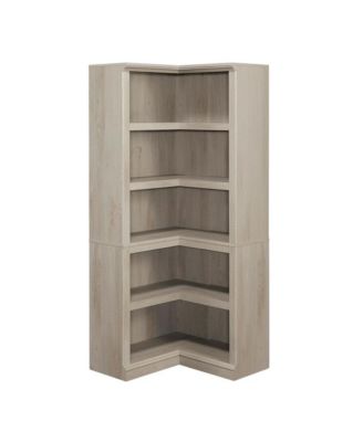 Wooden storage bookcase in chalked chestnut finish with coastal cottage style