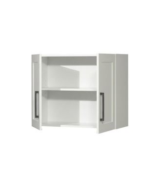White Storage Cabinet With Soft Finish And Coastal Chic Style