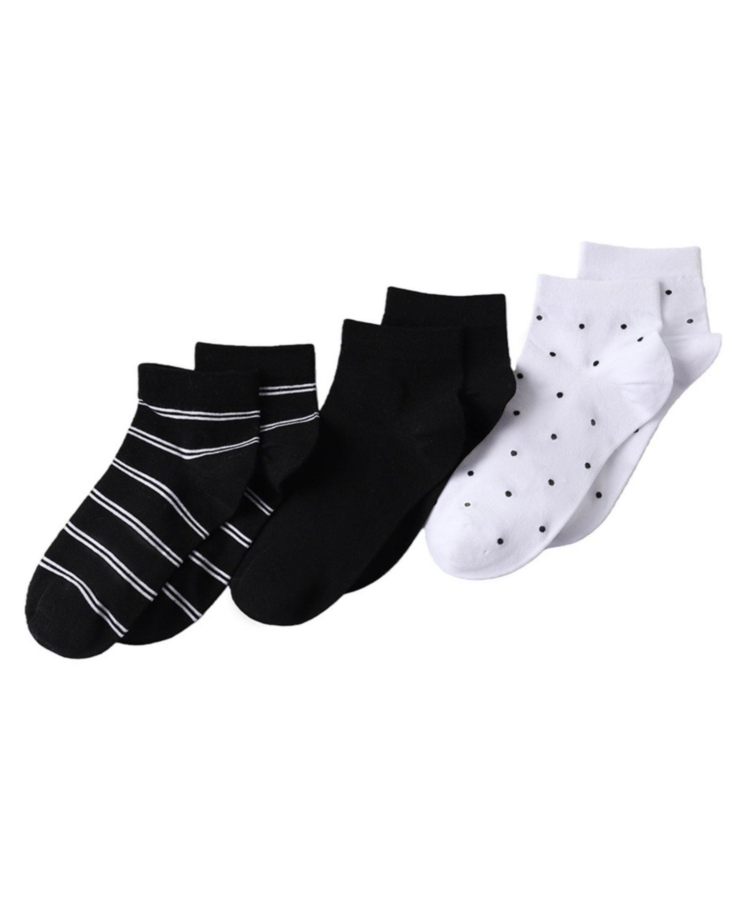 Women's 3-Pack Cotton Stripe and Dot Quarter Socks