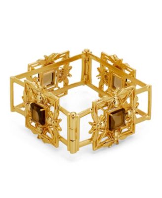 Dhwani Bansal 22k Gold Plated Mori Bracelet with Beer Quartz Glass Gems - Gold
