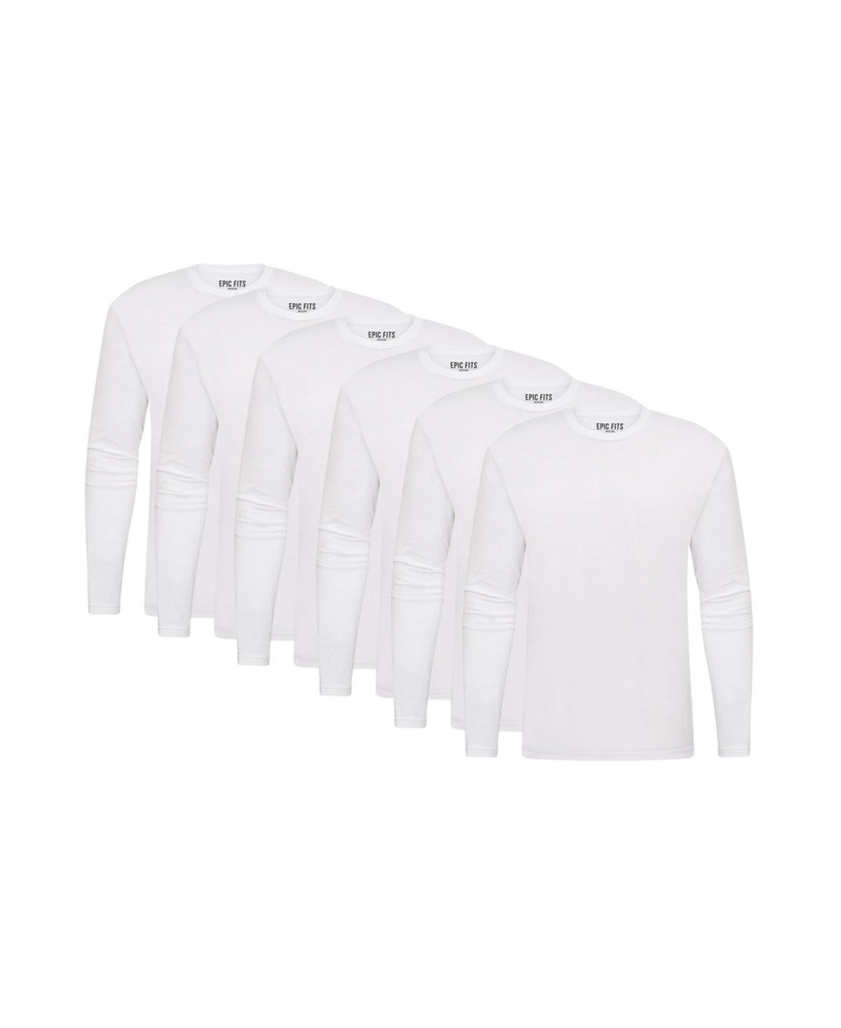 Epic Fits Men's Long Sleeve Crew Neck, 6-Pack - White