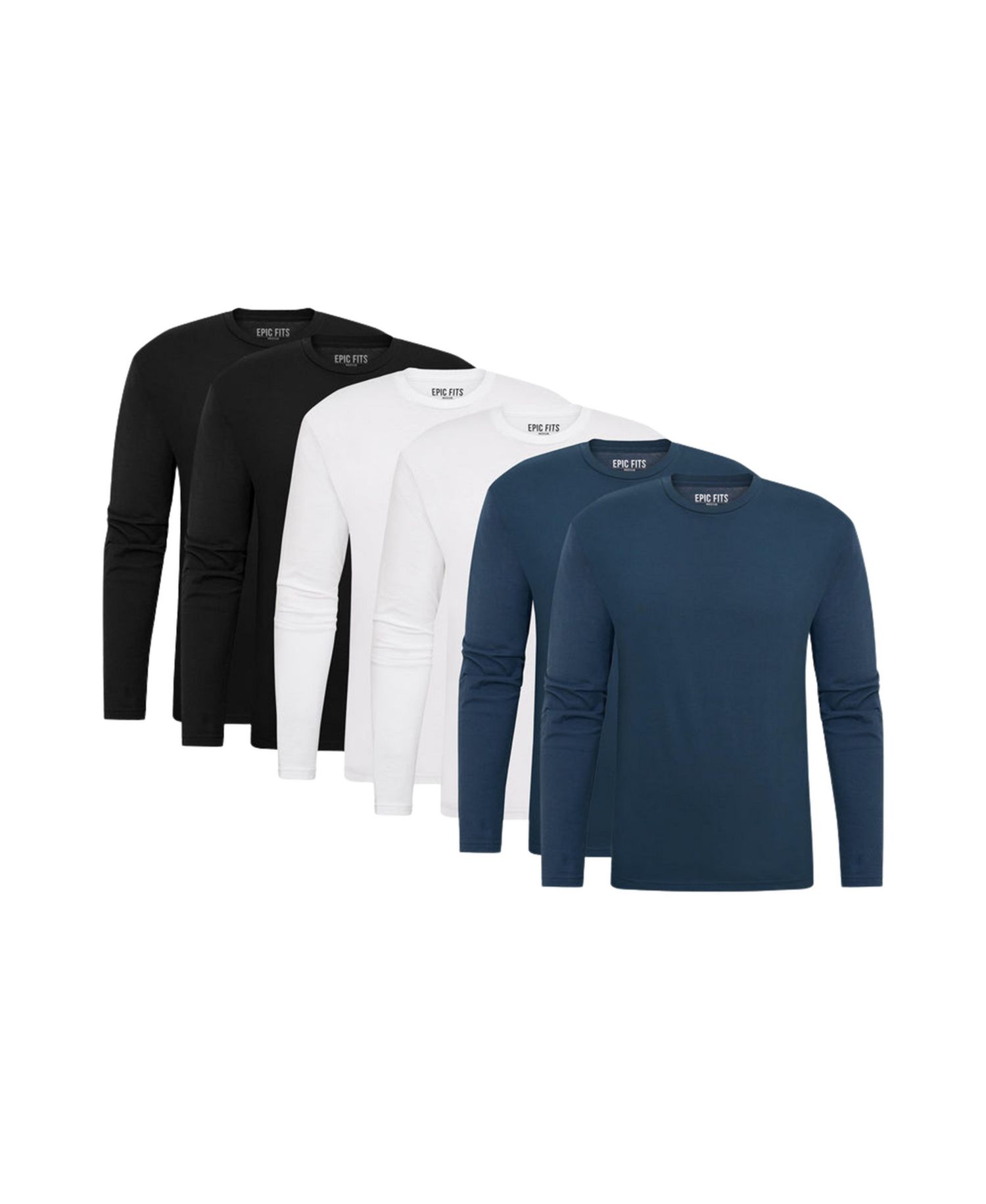 Men's Standard Long Sleeve Crew Neck, 6-Pack