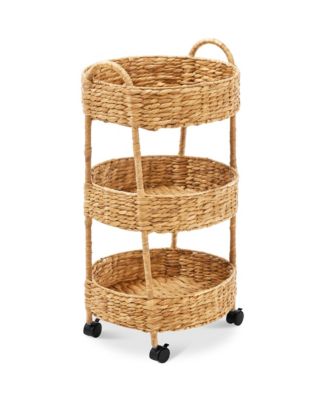 3-Tier Round Rolling Nursery Caddy w/Wheels, Utility Cart for Storage Organization