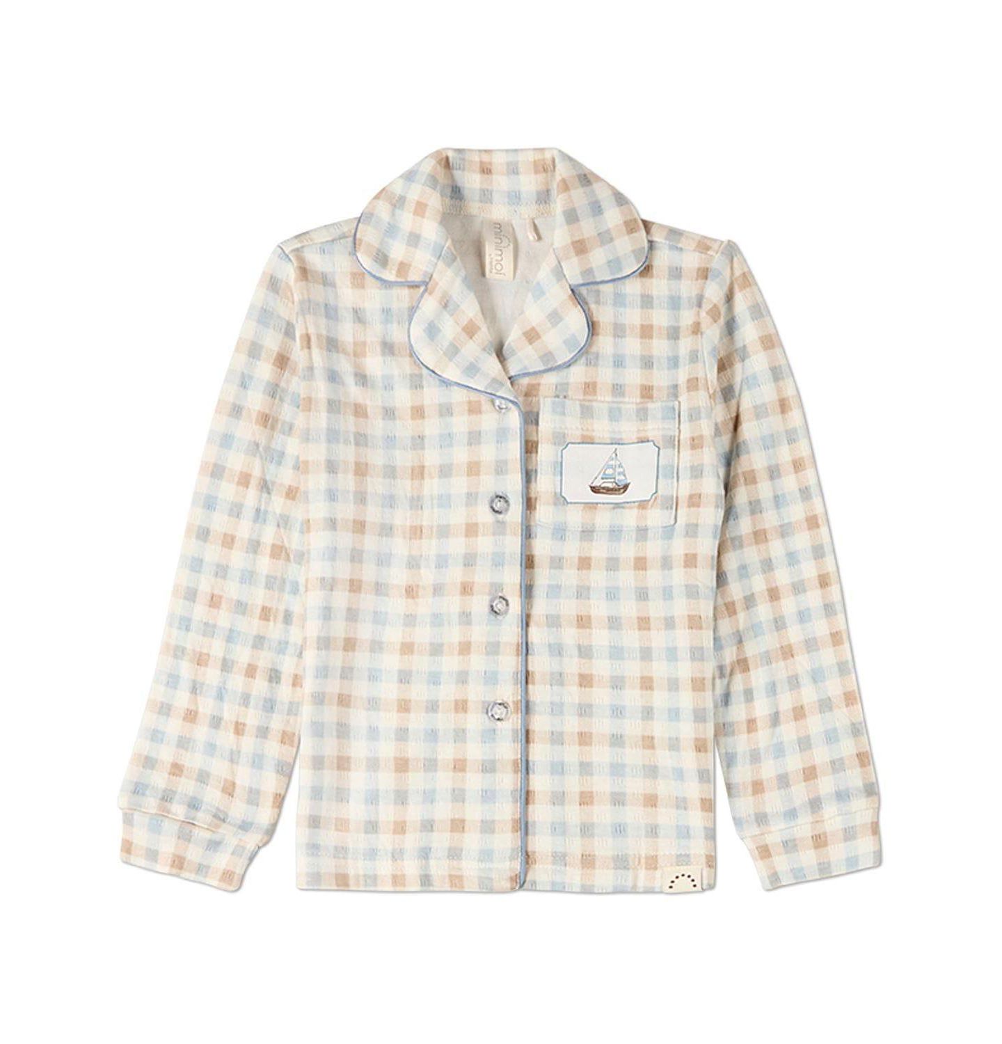 MeMoi 2 Piece Kids "Let Your Dreams Set Sail" Pointelle Plaid Lounge Set, цвет: Синий — фото 2
