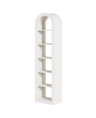 Modern Narrow Open Bookshelf with 6 Tier Storage Design