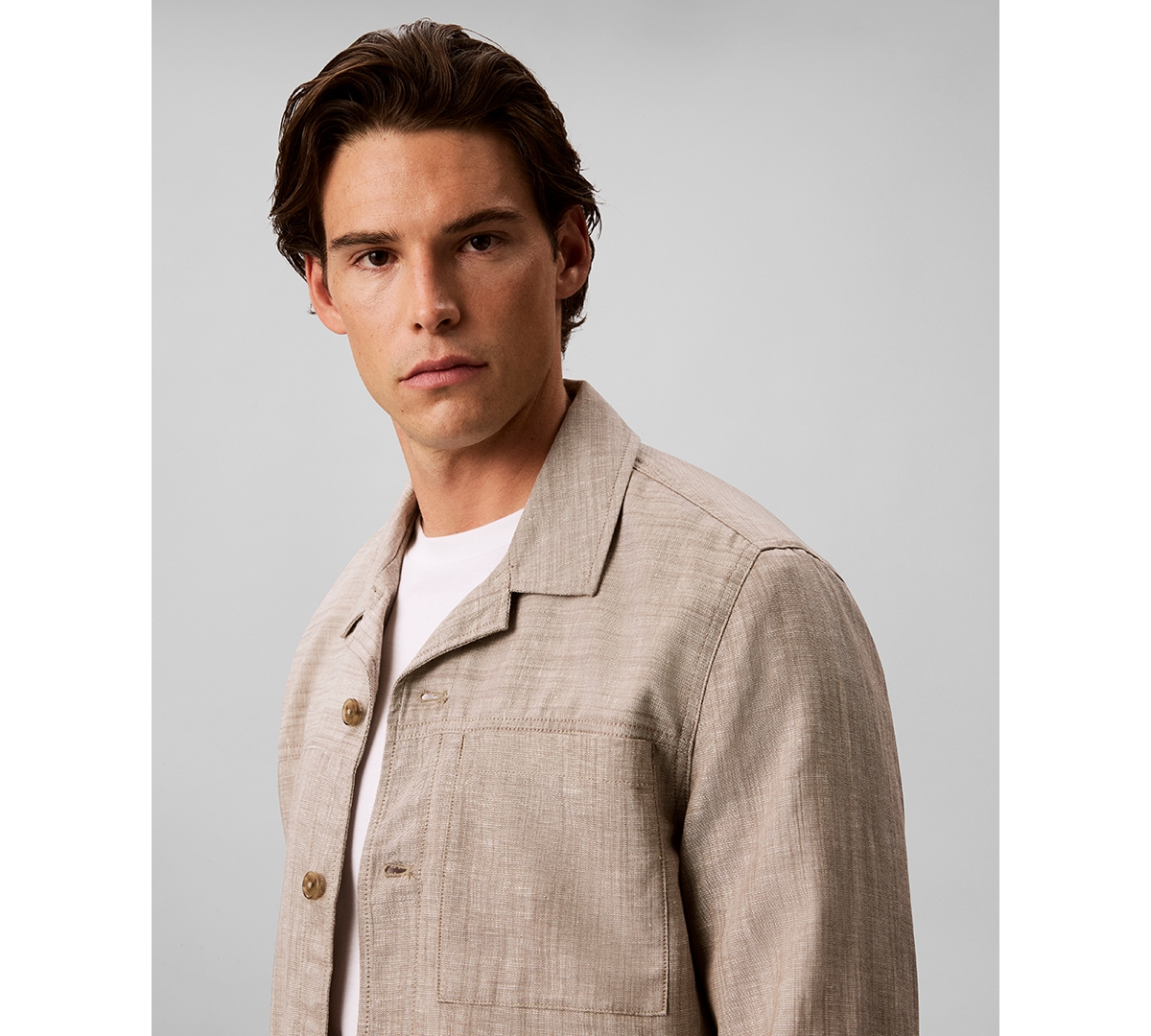Calvin Klein Men's Linen Blend Shirt Jacket
