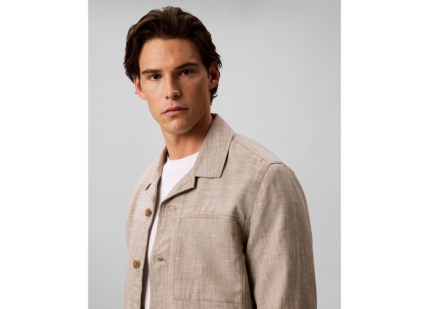 Men's Linen Blend Shirt Jacket